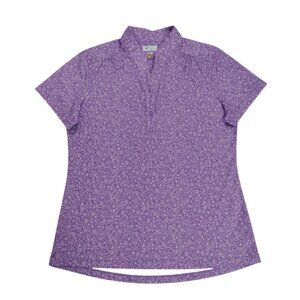 Greg Norman Women’s Purple Seashell Print Polo Shirt Size L NWOT Golf Top.